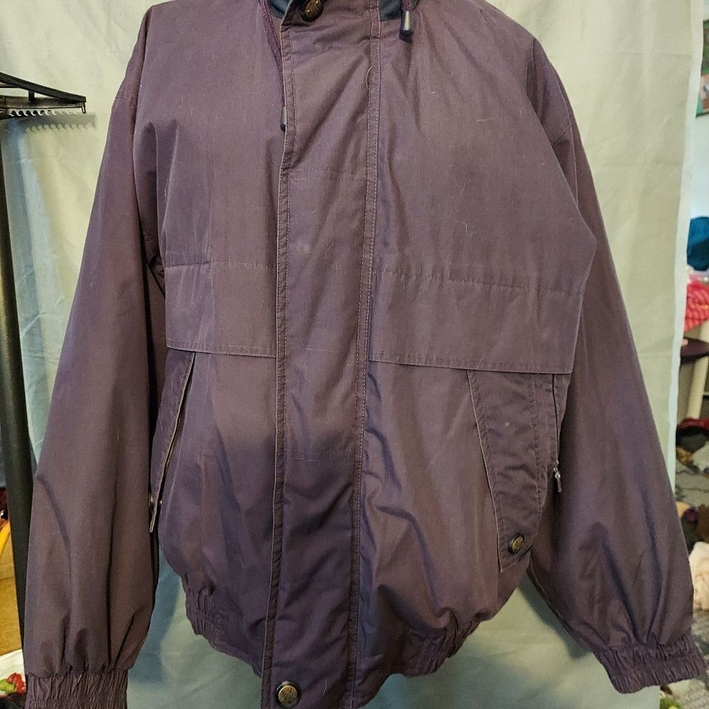 London Fog Mens Jacket Coat Medium Regular Bomber Zip Out Lining Vintage